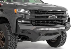 Chevrolet Silverado 1500 Bumper - Front - Addictive Desert Designs - Stealth Fighter - Hammer Black with Satin Black panels - `19-`21